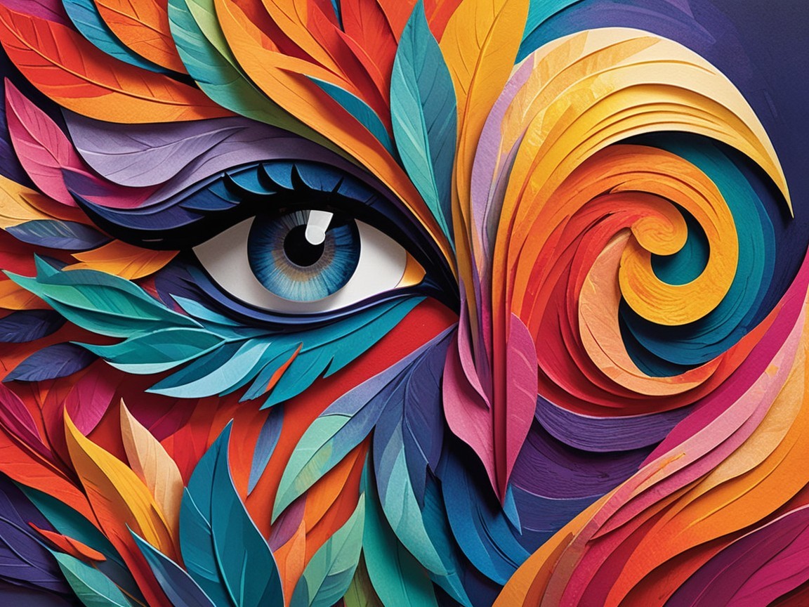 Colorful Paper Layer Design with Eye and Patterns