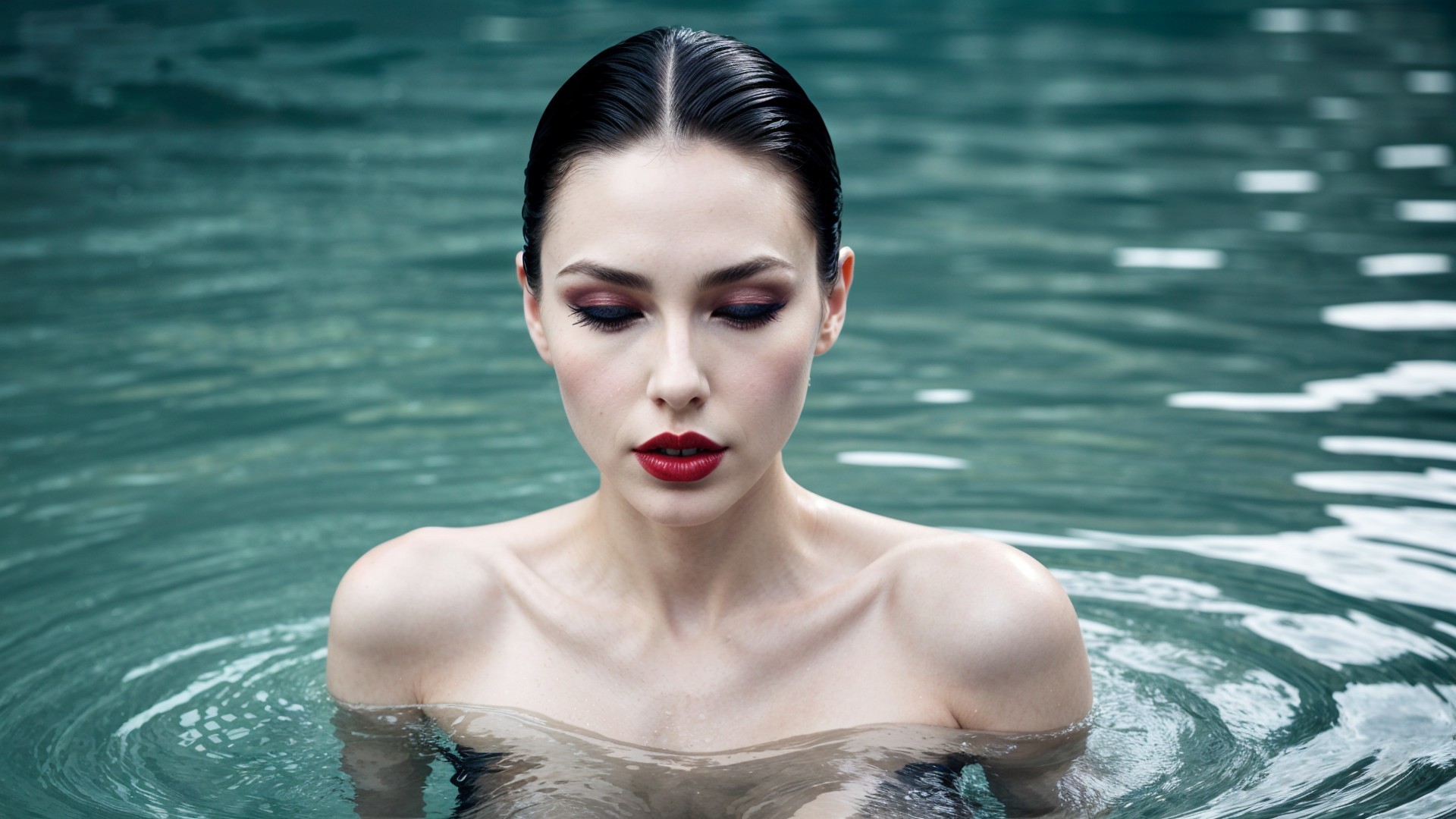 Serene Portrait of a Woman Submerged in Water