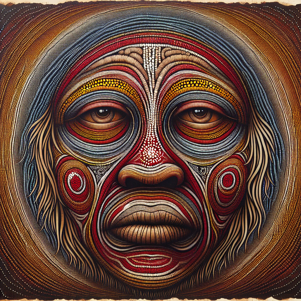 Intricately Designed Face with Vibrant Colors and Patterns