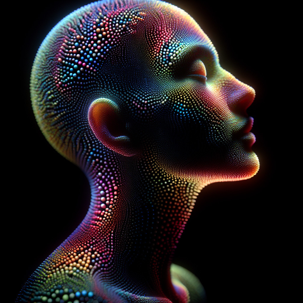 Abstract Human Figure with Colorful Dots and Patterns
