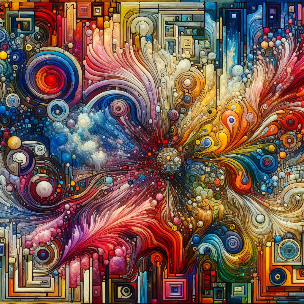 Vibrant Abstract Artwork with Swirling Patterns and Colors
