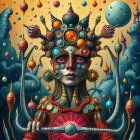 Surreal Colorful Portrait of a Woman with Orbs
