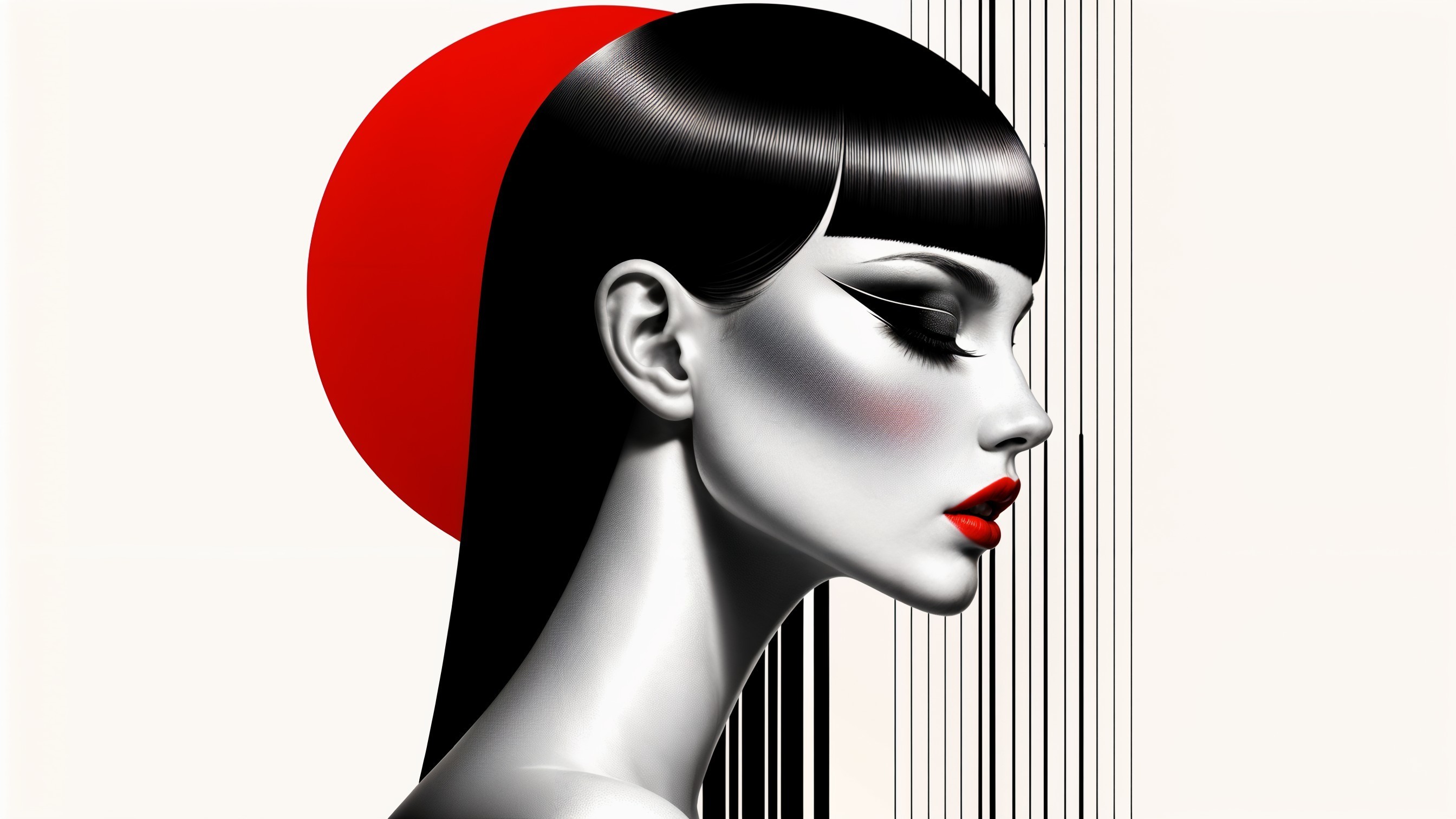 Profile of a Woman with Bold Makeup and Modern Aesthetic