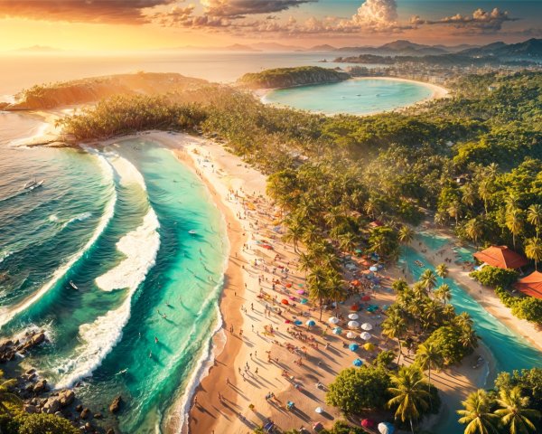 Aerial View of Tropical Paradise with Beaches and Bays