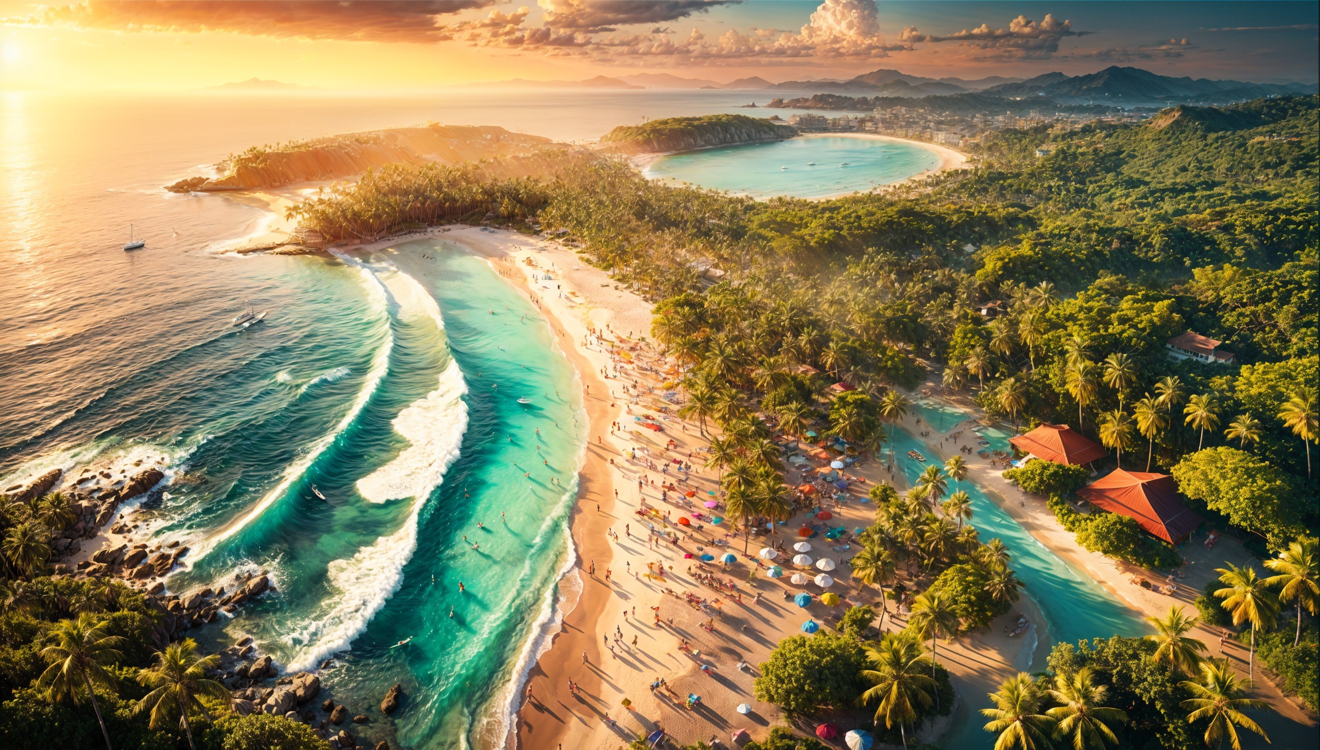 Aerial View of Tropical Paradise with Beaches and Bays