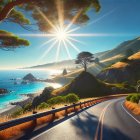 Coastal Road Along Vibrant Shores and Cliffs