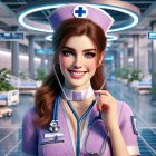 Smiling Nurse in Modern Hospital Setting with Stethoscope