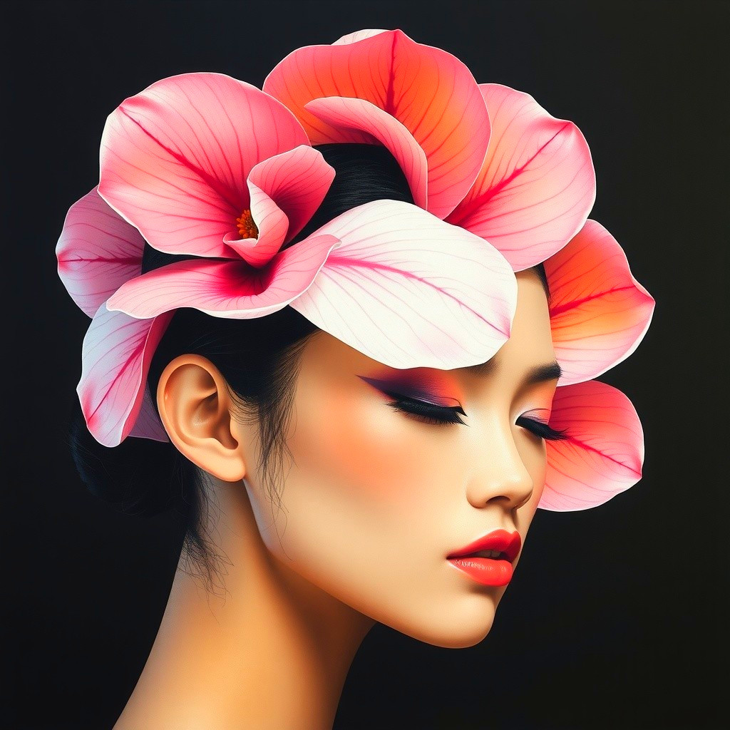 Portrait of a woman with flowers in her hair