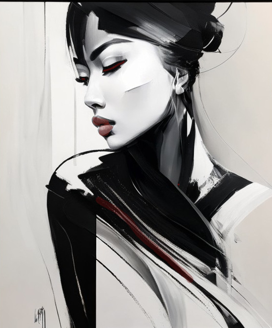 Monochromatic Portrait of a Woman in Contemporary Style