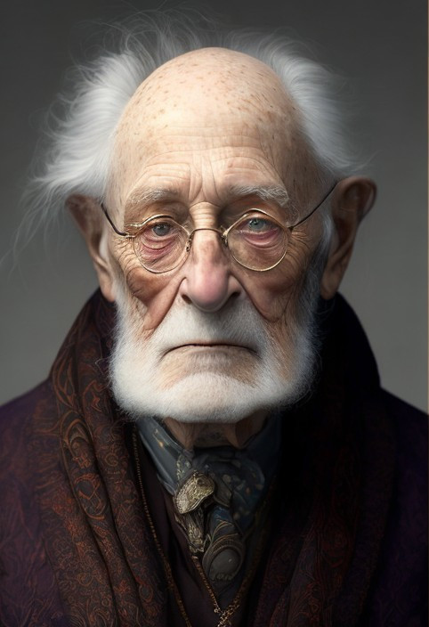 Elderly Man with Weathered Face and Expressive Eyes