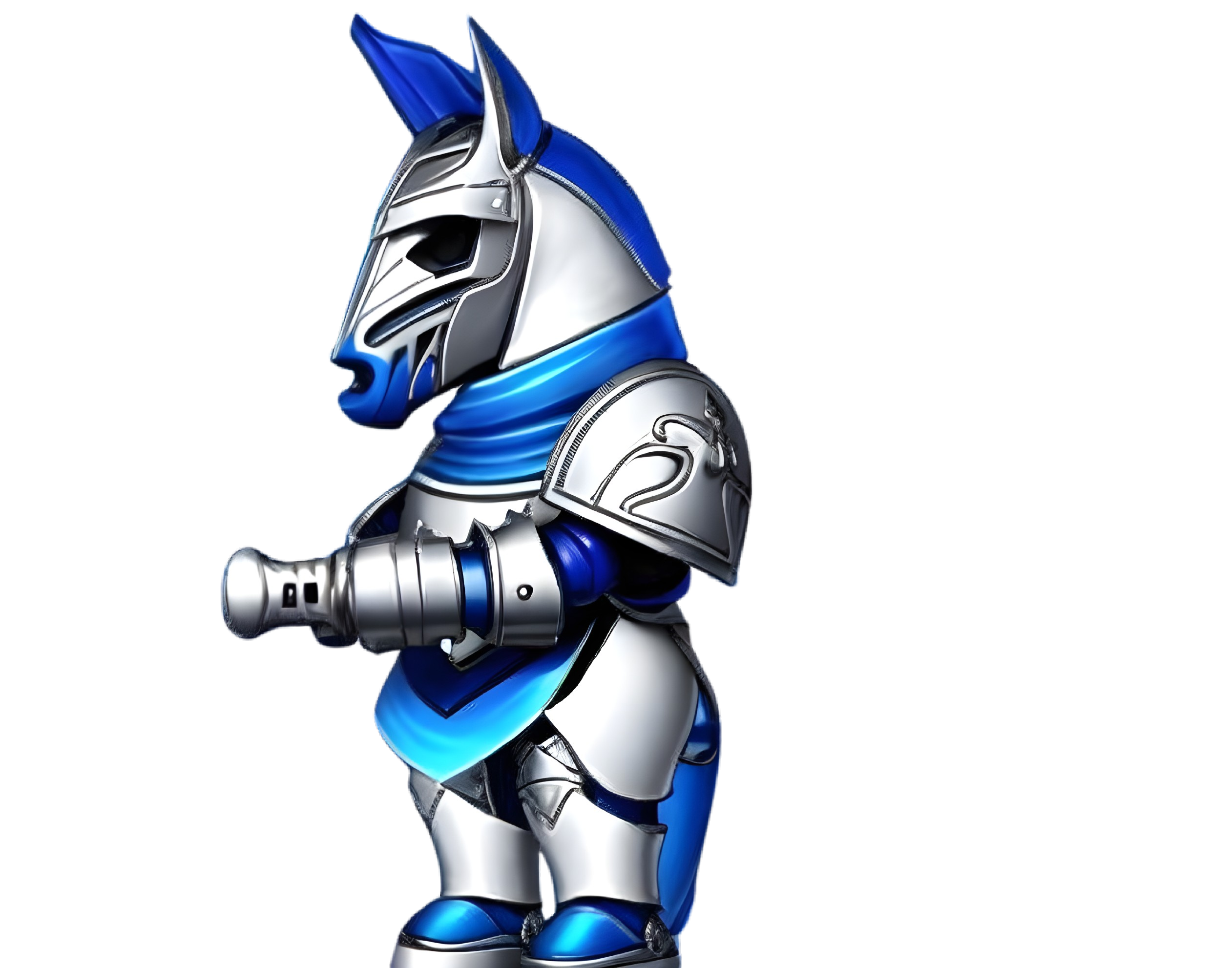 Stylized Knight in Blue and Silver Armor Design
