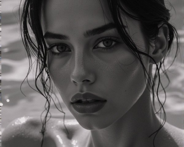 Close-Up Portrait of a Young Woman with Water Glaze