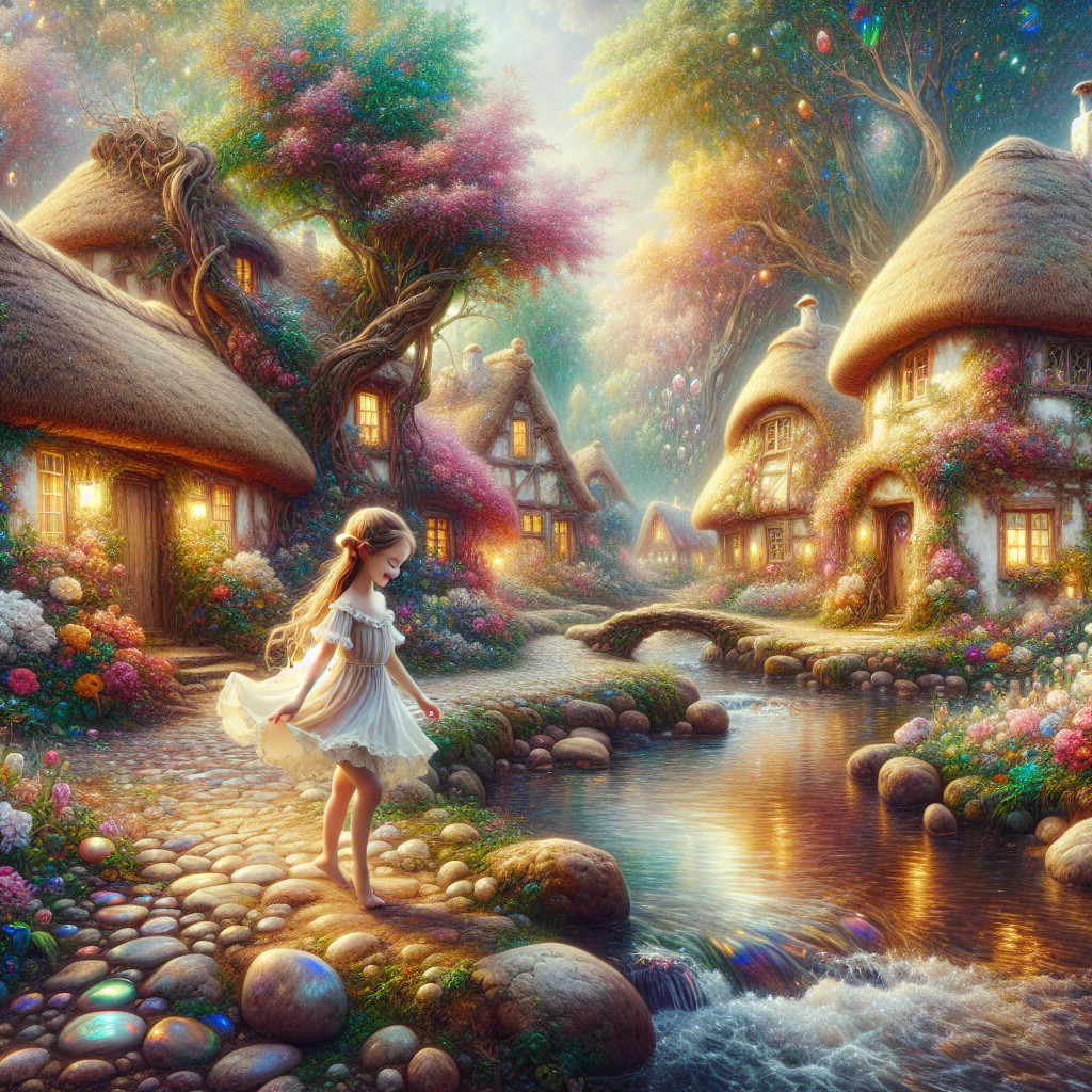 Whimsical Village with Enchanting Cottages and Stream