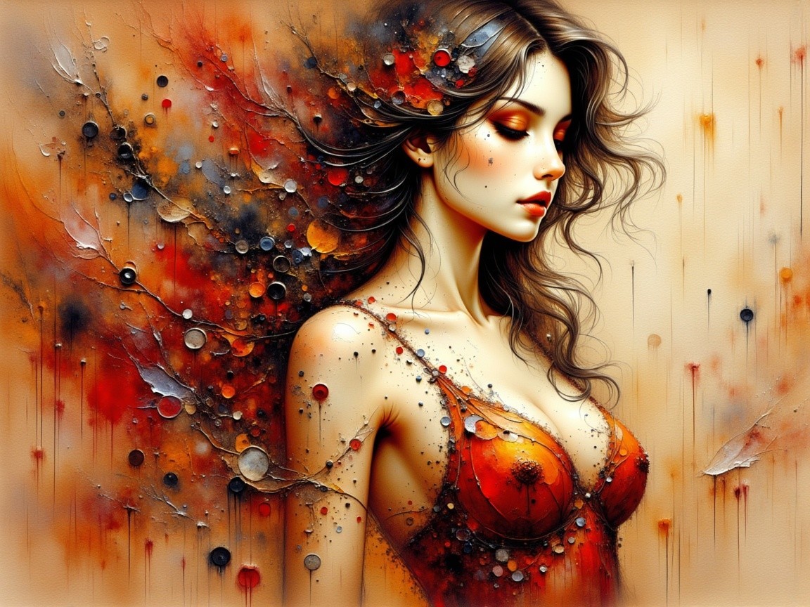 Portrait of a Woman in Vibrant Orange Dress