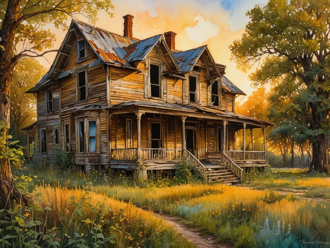 Abandoned Victorian House Surrounded by Nature