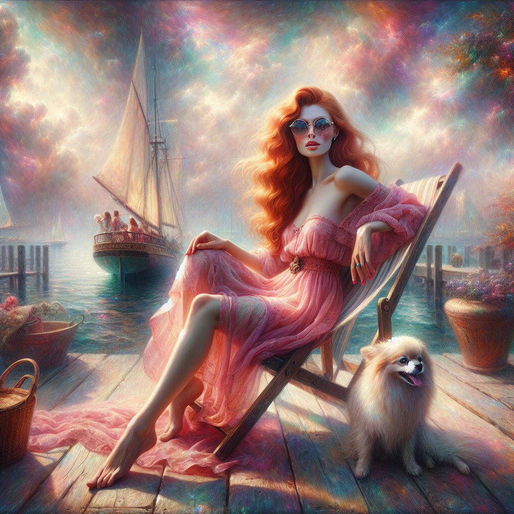 Glamorous Woman in Pink Dress by Serene Harbor