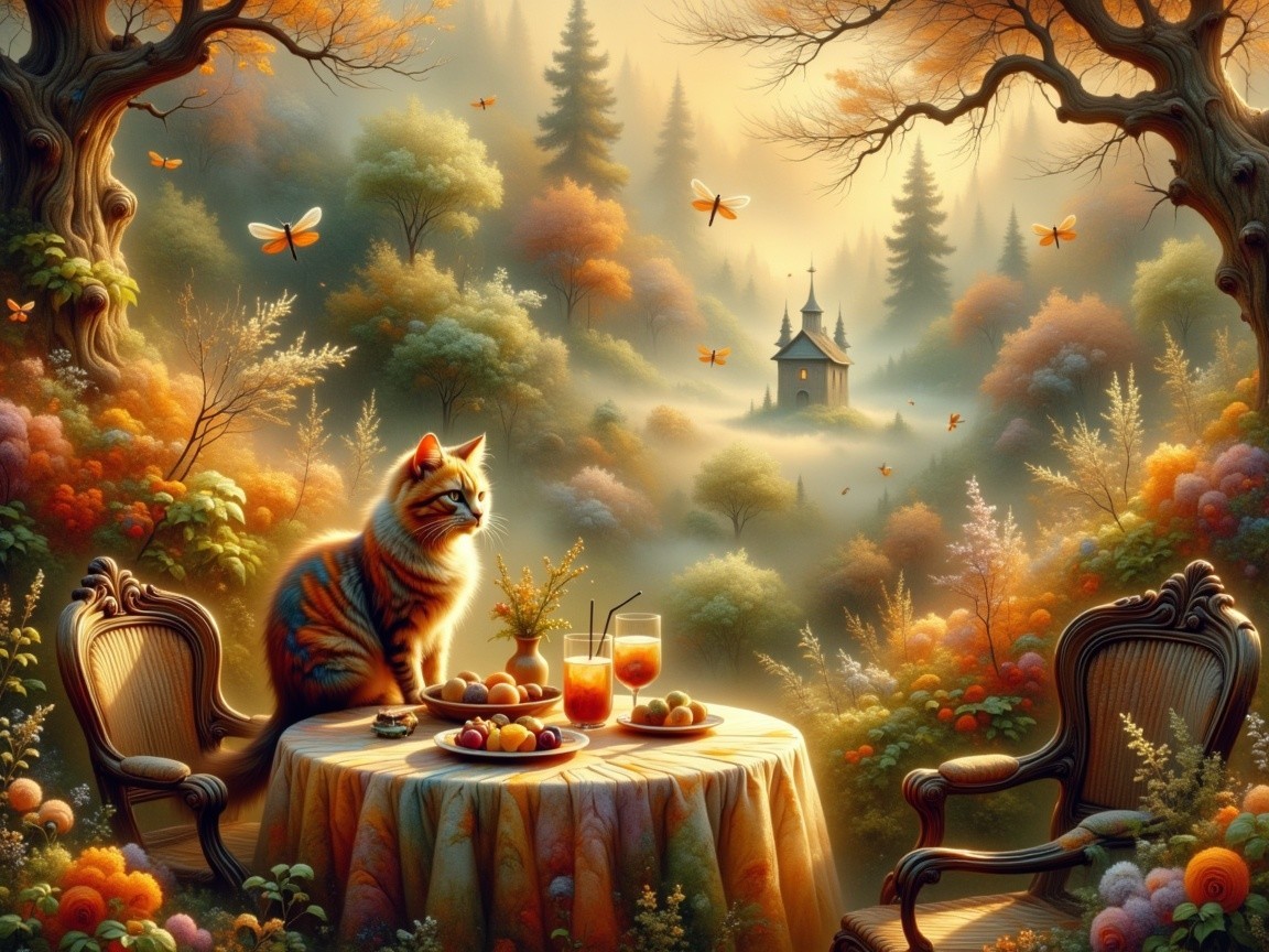 Regal Cat at Enchanted Forest Tea Party Table