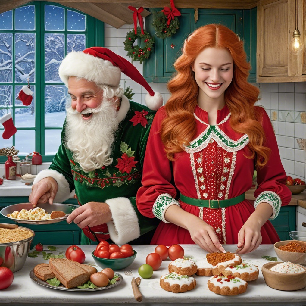 Cozy Kitchen Scene with Santa and Cookie Decorating