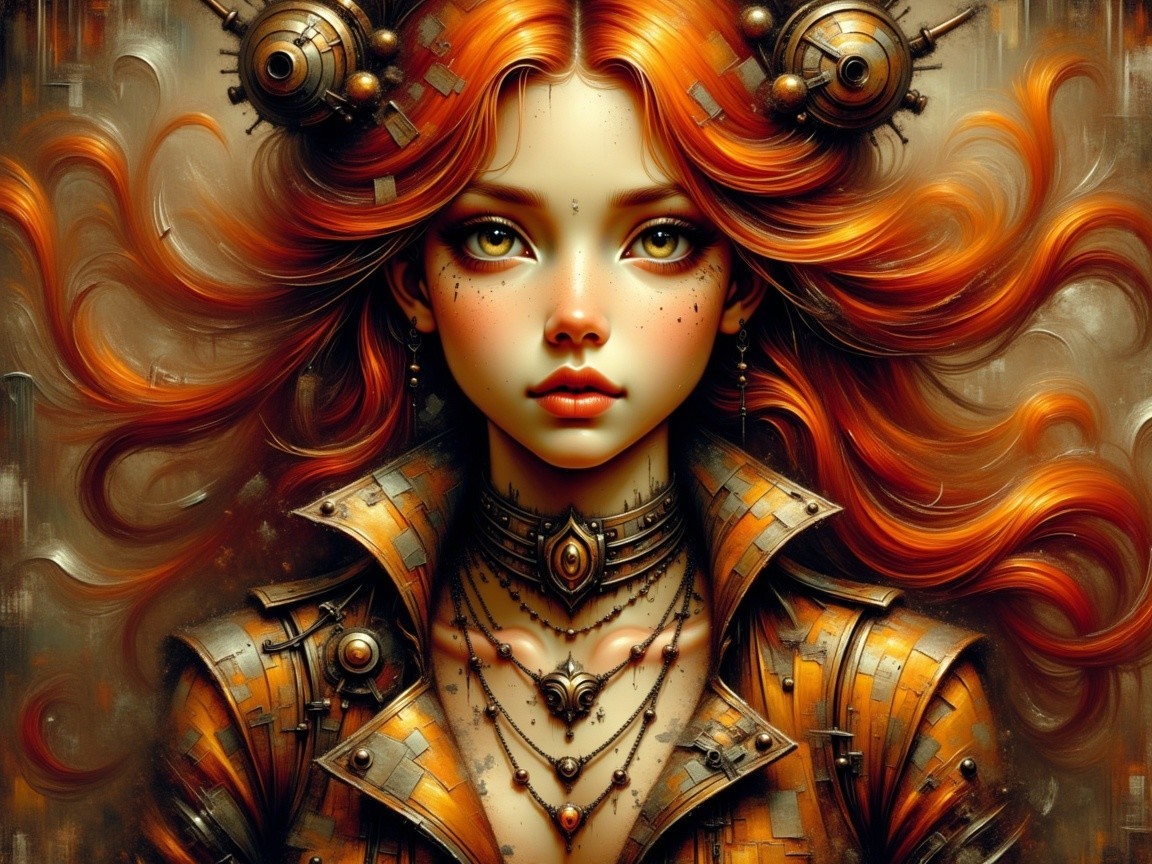 Portrait of a Young Woman in Steampunk Attire