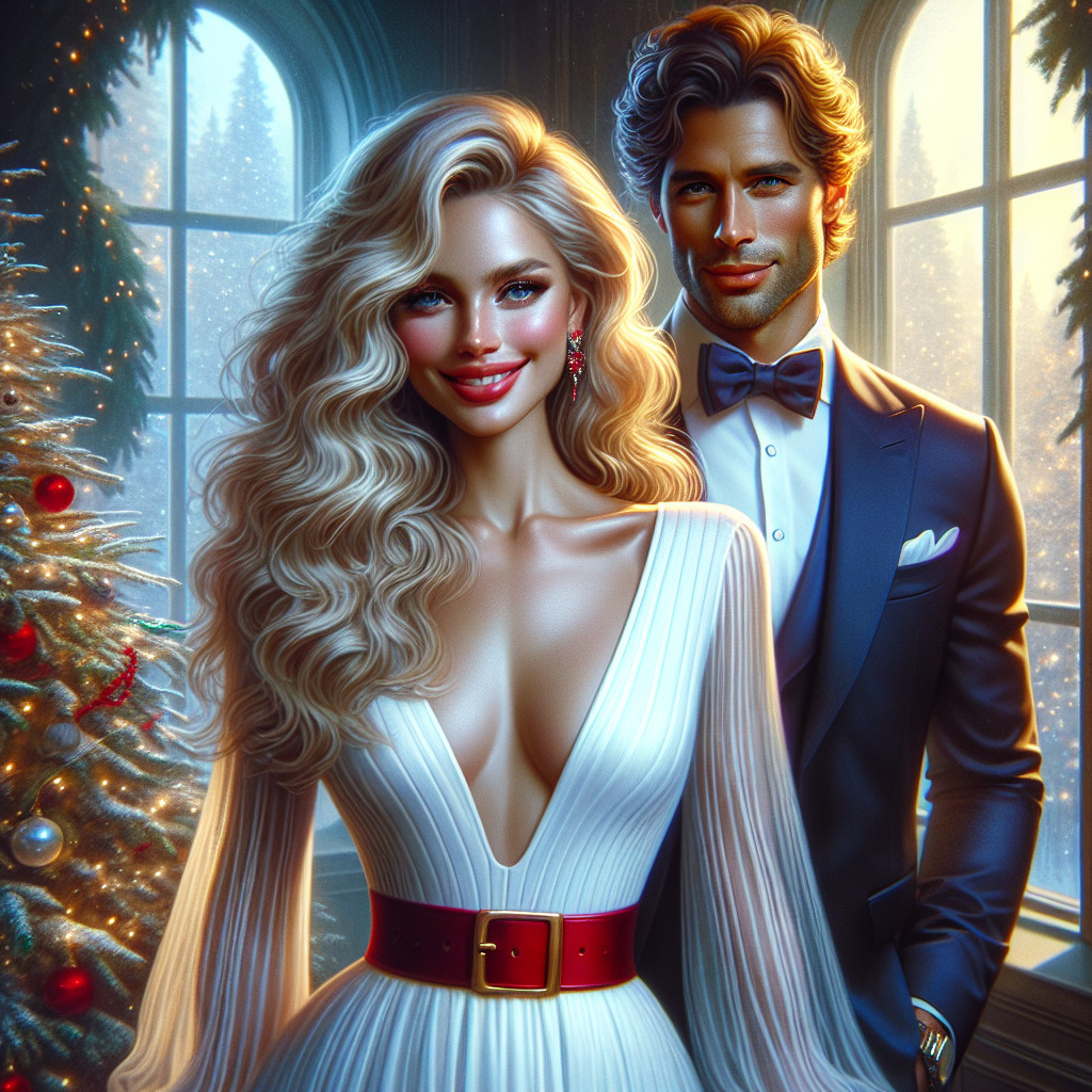 Stylish Couple Celebrating Christmas Portrait Scene