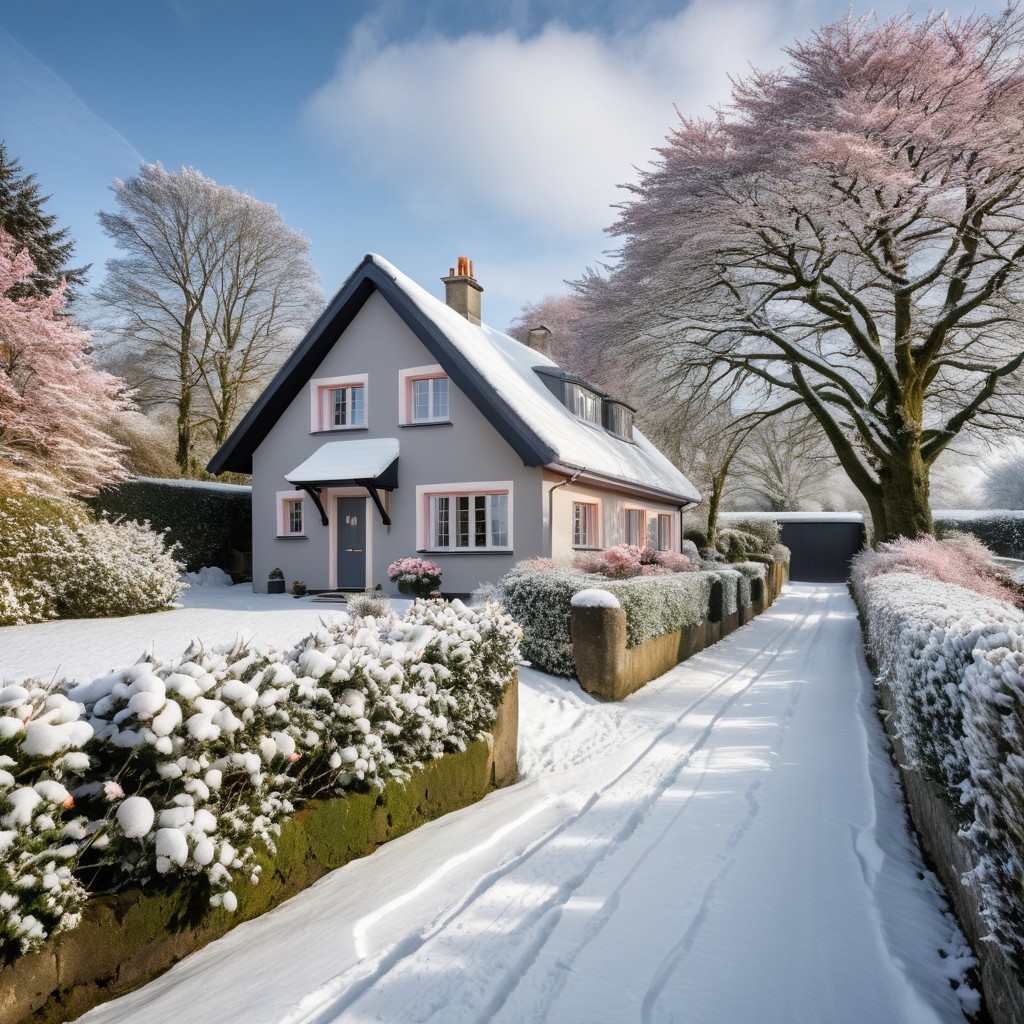 Charming Cottage in a Snowy Winter Landscape