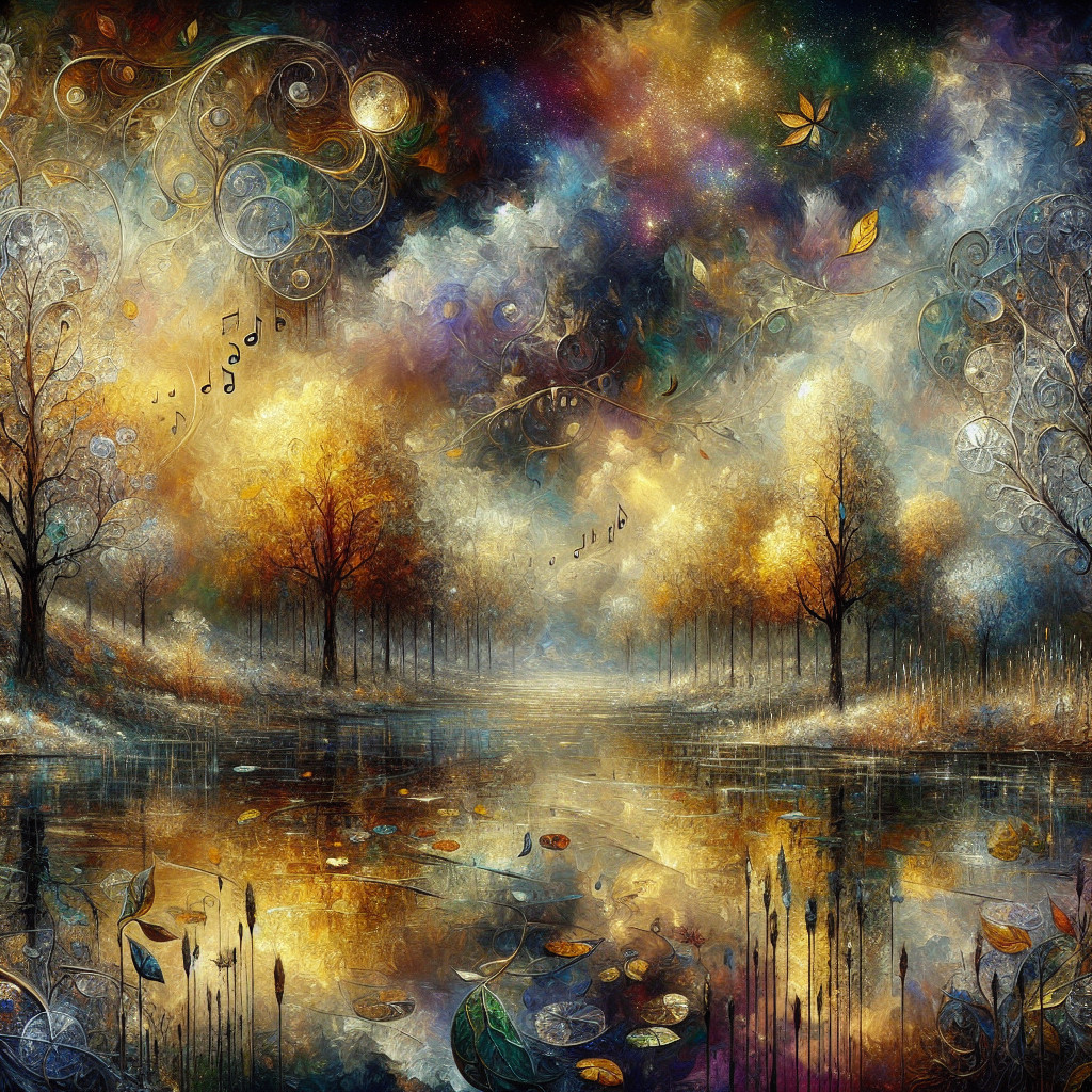 Abstract Autumn Landscape with Dreamy Sky Elements