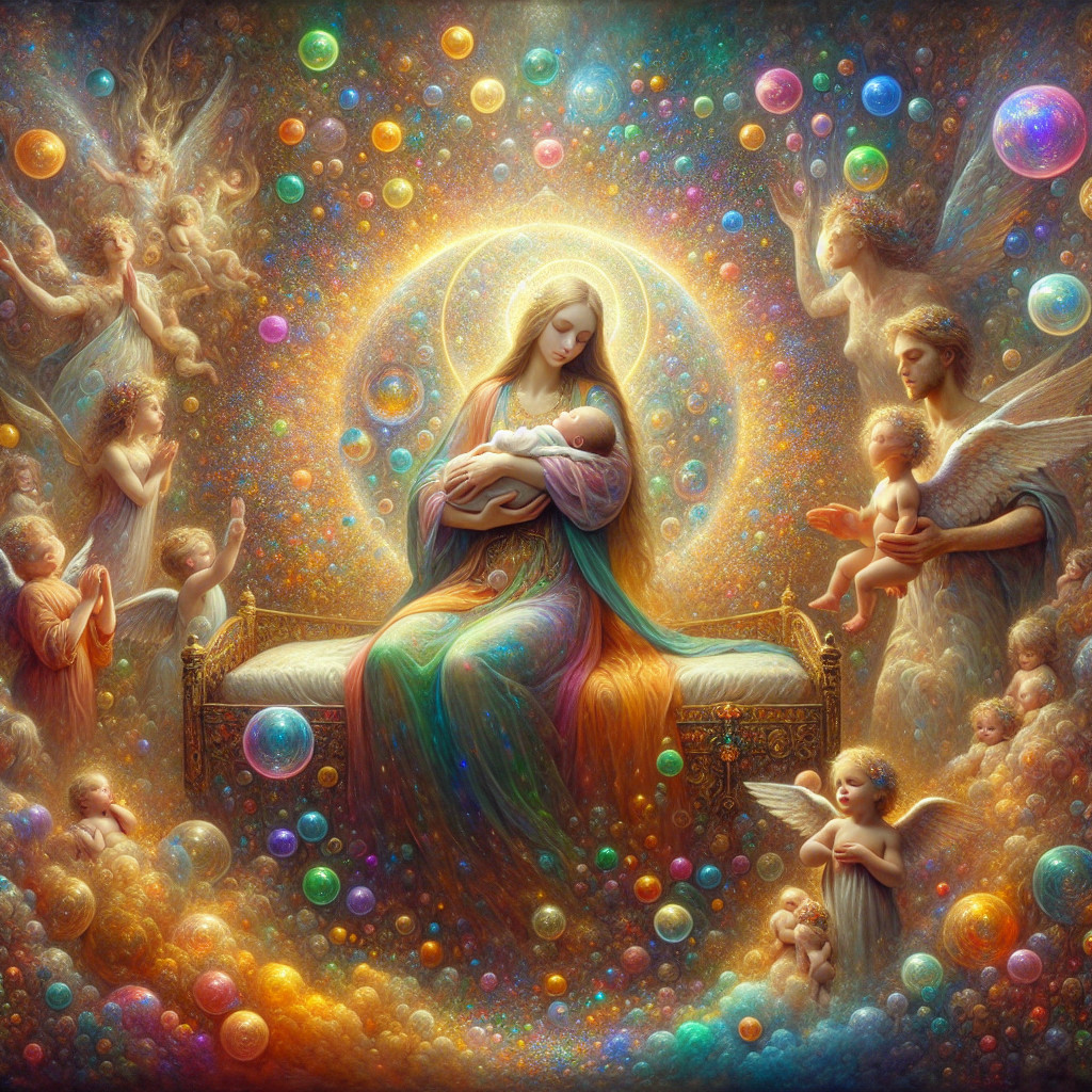 Mother and Baby in a Dreamlike Ethereal Scene