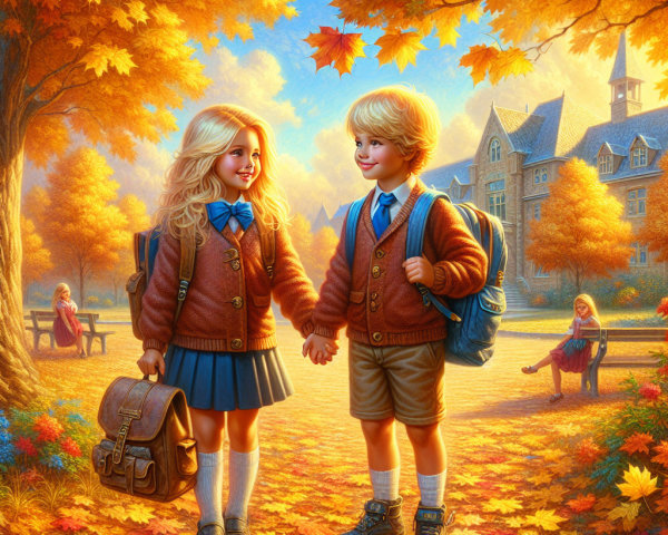 Children in Cozy Sweaters Amidst Autumn Leaves