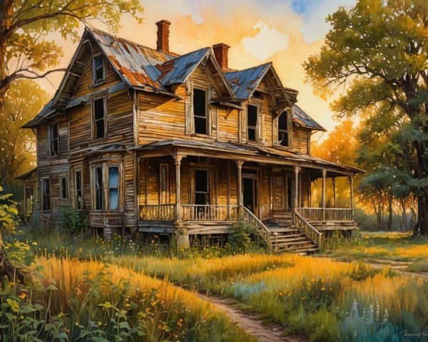 Abandoned Victorian House Surrounded by Nature