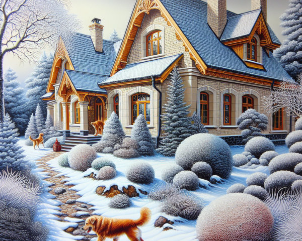 Cozy Winter Scene with Snow-Covered Landscape
