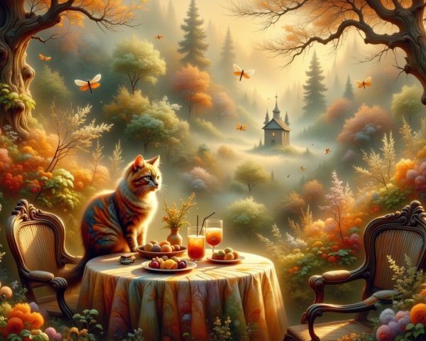 Regal Cat at Enchanted Forest Tea Party Table
