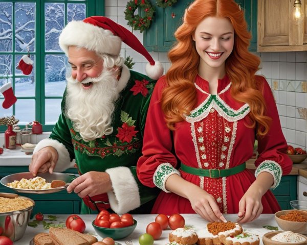 Cozy Kitchen Scene with Santa and Cookie Decorating