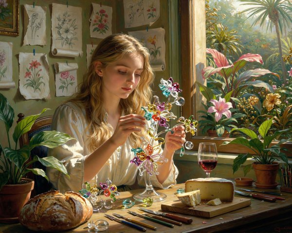 Artistic Photograph of a Woman Creating Glass Sculpture