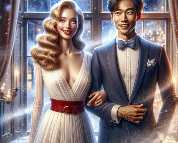 Photorealistic Digital Painting of Elegant Couple