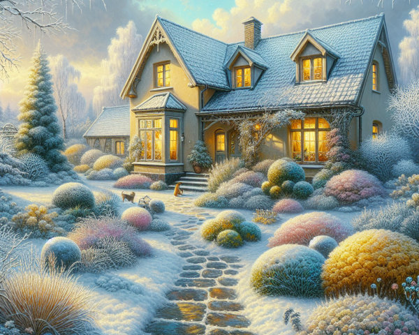 Snow-Covered Cottage in a Winter Landscape