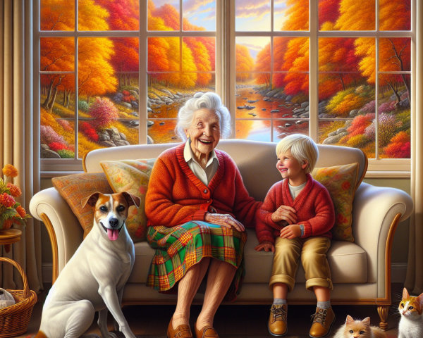 Cozy Living Room with Autumn Colors and Family Moments
