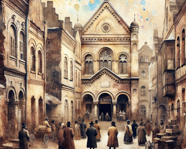 19th Century Street Scene with Grand Architecture
