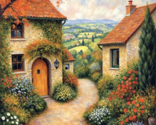 Charming Countryside Cottages with Vibrant Flowers