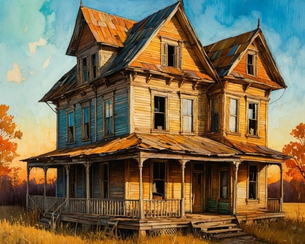 Victorian House with Gables and Rustic Charm