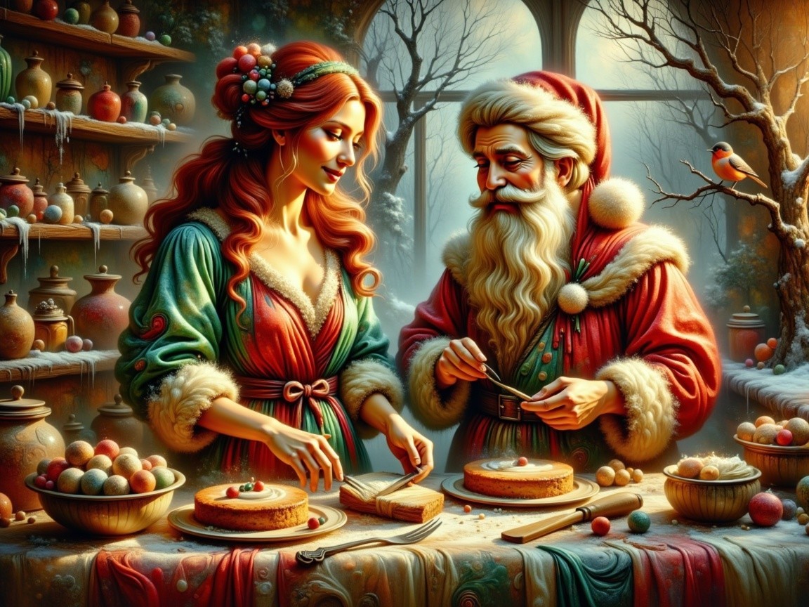 Cozy Christmas Kitchen with Festive Decorations and Treats