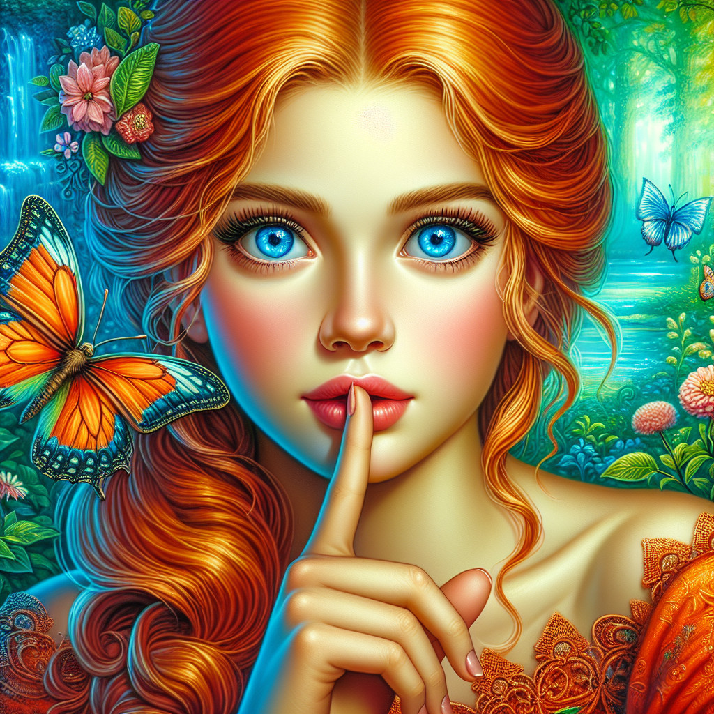 Portrait of a Young Woman with Orange Hair and Blue Eyes