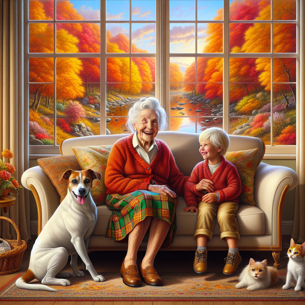 Cozy Living Room with Autumn Colors and Family Moments