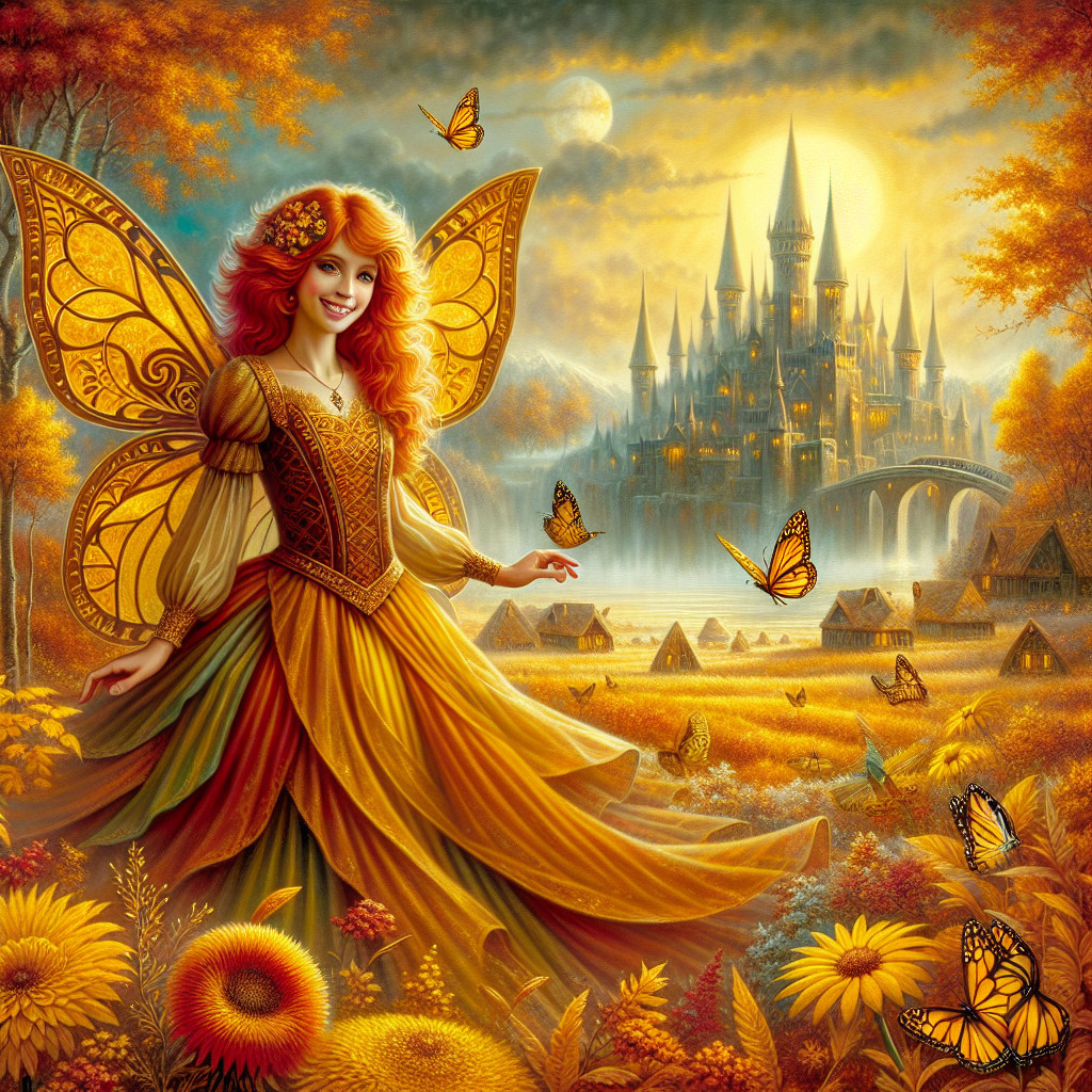 Whimsical Fairy in Vibrant Sunflower Landscape