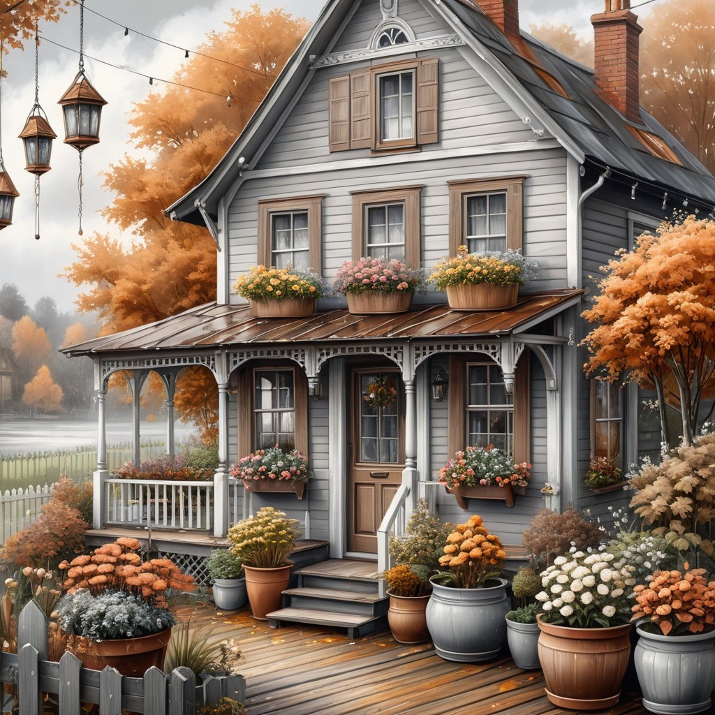 Charming Two-Story House Surrounded by Autumn Foliage