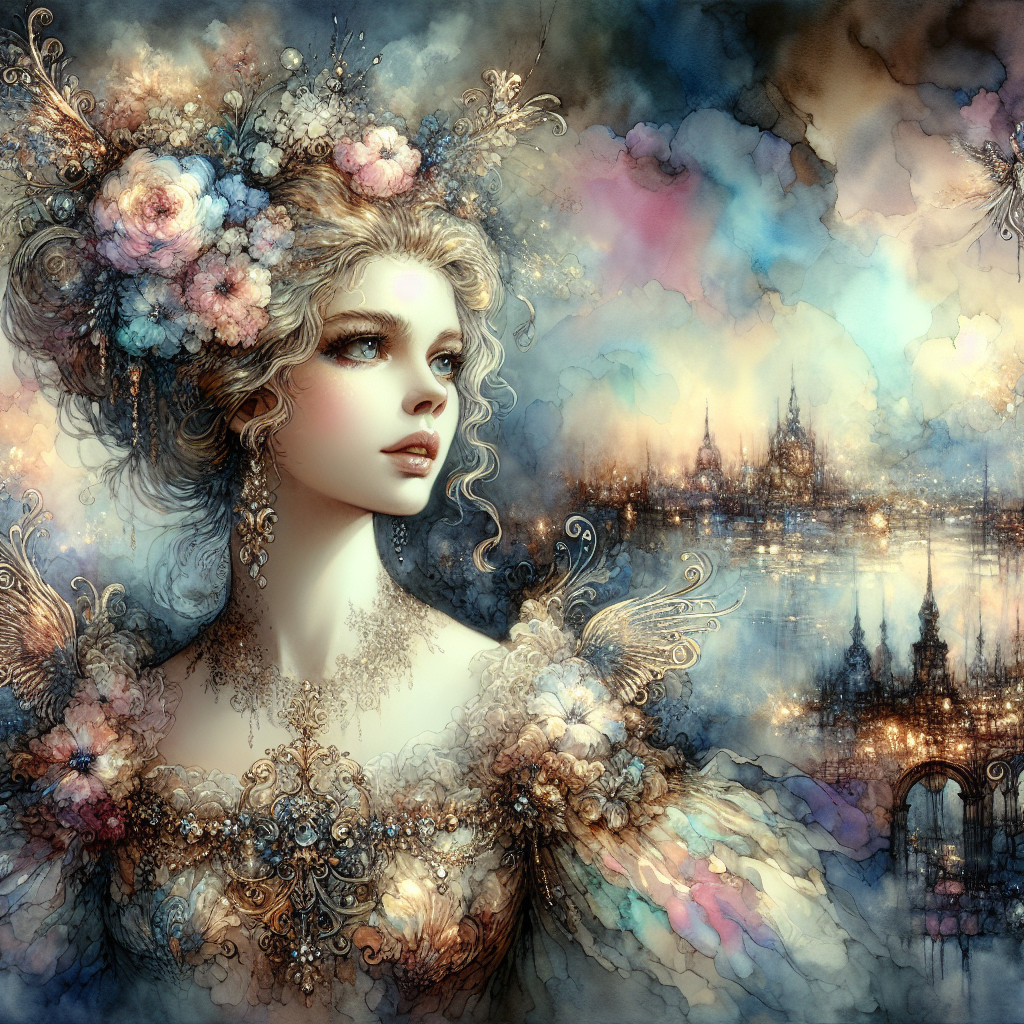 Ethereal Portrait of Woman with Floral Accessories