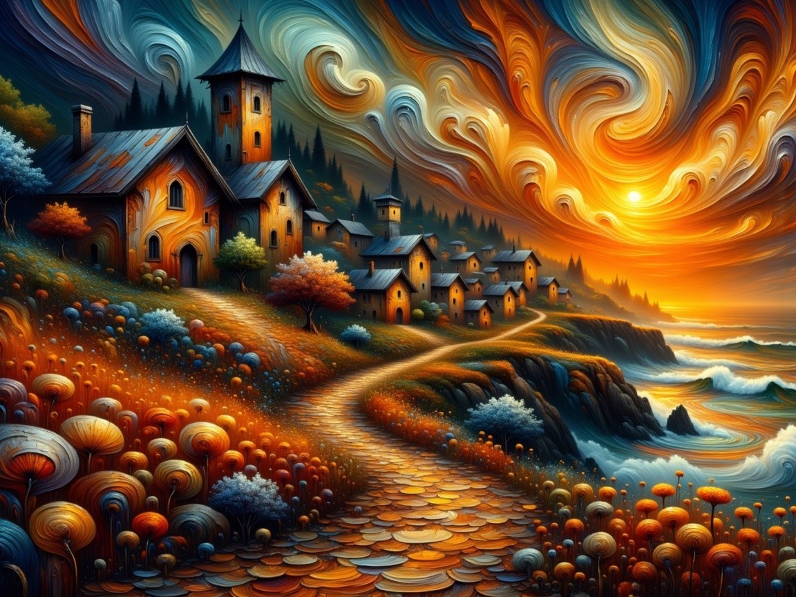 Picturesque Hillside Landscape at Sunset