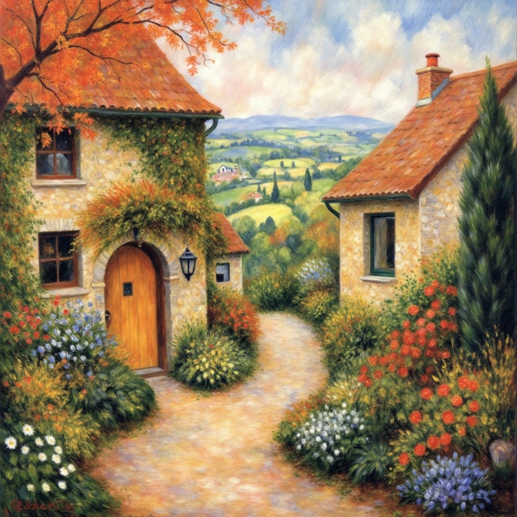 Charming Countryside Cottages with Vibrant Flowers