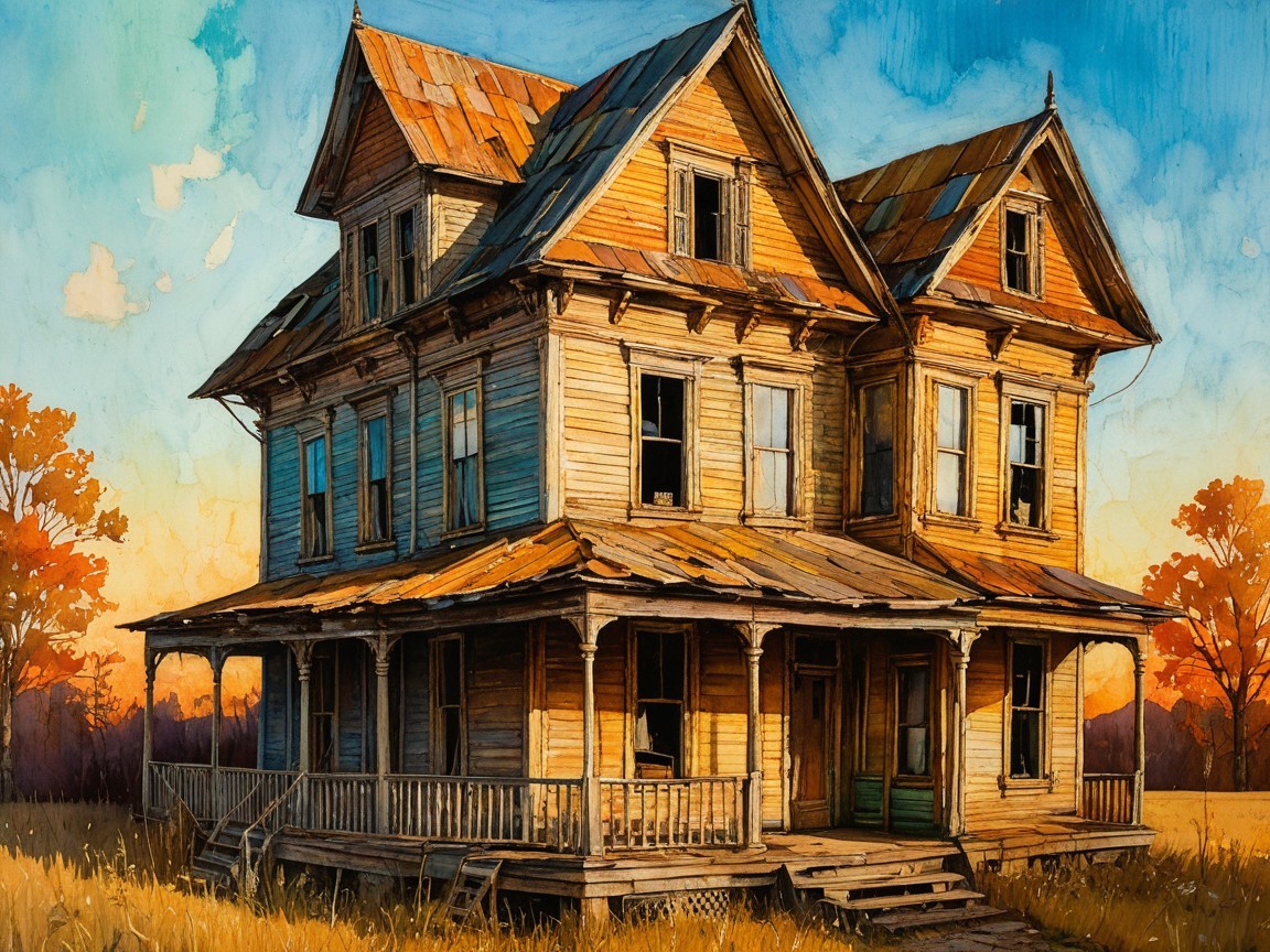 Victorian House with Gables and Rustic Charm