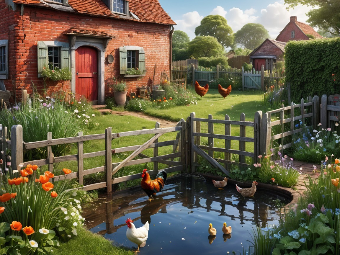 Charming Red-Brick Cottage in a Lush Garden Setting