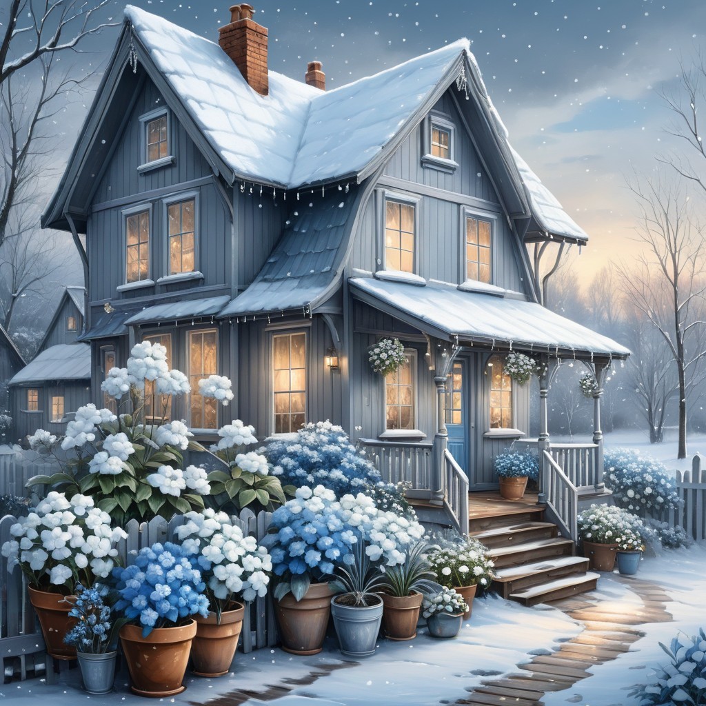 Cozy Victorian House in a Snowy Winter Landscape